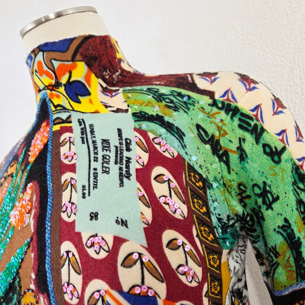 Alberto Makali patchwork sequin mock neck sweater colorful abstract women medium - Picture 5 of 9